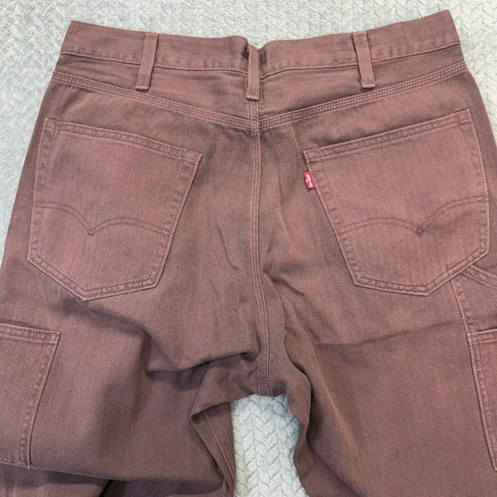 NWT Levi's Stay Loose Carpenter Pants Mens 34x30 Relaxed Burgundy Herringbone
